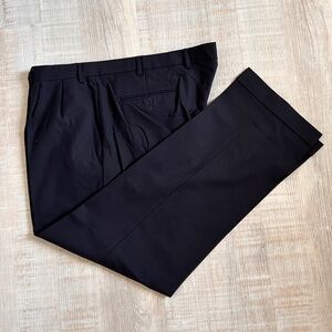 36x30 Ralph Lauren Mens Pants dark blue wool/polyester blend pleated cuffed